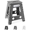 HOUSE DAY Sgabello pieghevole da 43,2 cm, per adulti, grande, resistente, in plastica, leggero, facile da trasportare, per interni ed esterni, grigio