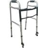 HEALTH Medical Fab Deambulatore pieghevole in allumino, con 2 ruote piroettanti e 2 puntali, regolabile in altezza Grigio