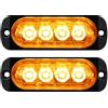 RIGIDON 2 x Ultra Thin 4 LED Lampada di Emergenza Strobo Ambra 12V 24V | Hazard Lampeggiante Luce, Stroboscopica Luce per Auto, Camion, Trattori, Rimorchi, Elevatori 4x4 Veicolo, Senza interruttore