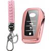 MEDZUK Custodia per Chiave Compatibile con Toyota Yaris 4 XP21 2020-2024 2025 Cover Chiave Auto, Guscio Chiave TPU con Portachiavi Accessori Protezione (Rosa)