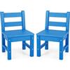 LIFEZEAL Tavolo e sedie per Bambini, Tavolo e Sedie Mini Solido e Durevole in Legno Plastica PE, Tavolino per Interni ed Esterni (2 Sedie blu)