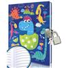 GINMLYDA Diario Segreto Della Dinosauri con Lucchetto, Regalo Festivo Quaderno a Righe da 80 Pagine Diario Dei Dinosauri Diario per Bambini Regalo di Compleanno per Bambini dai 6 7 8 9 10 anni