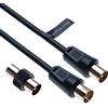 Keple Cavo Coassiale TV Trasmissione Di Segnali Coaxial Antenna Cable HD Televisori Ricevitori Video Audio TV VCR DVD Satellatari SKY Digitale, MASCHIO A FEMMINA con Adattatore Maschio Connettor 2m (Nero)