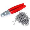 Tamwell Pinza per anelli di maiale con 200 anelli zincati, kit di pinze dritte caricate a molla, per tappezzeria, recinzione, corda elastica, salsiccia e carni