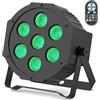 DELIBANG Faro a Par LED RGBW, 7 LED Luce da Palcoscenico DMX512 con Telecomando e Attivazione del Suono, Luce da Discoteca Per Disco DJ Festa Bar Halloween Natale