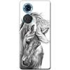 Mixroom - Cover Custodia Back Case in TPU Silicone Morbido per TCL 40 NxtPaper 4G Fantasia Cavallo Bianco E Nero M597