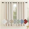 PONY DANCE Tende Corte Semitrasparenti Cucina Moderne Tende Lino 200g/m² per Interni con Anelli Linen Curtains Cameretta Bambina per Finestre Piccole 2 Pezzi L 140 x A 145 CM, Beige Chiaro