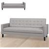 BAKAJI Divano Letto Clic Clac 3 Posti Struttura in Legno Rivestimento con Braccioli in Tessuto Trapuntato Imbottito Piedini Letto a Scomparsa Dimensione 204 x 85 x 81 cm (Grigio Chiaro)