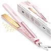 Faszin Piastra Capelli Professionale 2-In-1, Piastre Ioniche di Titanio, Riscaldamento In Soli 20 Secondi, Display LCD Chiaro, Ideale Per Capelli Lisci, Ricci e Mossi (Rosa)