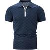 VIVICOLOR Polo da Uomo in Jacquard Scozzese, Maniche Corte, Polo da Golf con Zip a Un Quarto, Pullover con Colletto con Zip Sottile