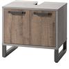 Composad | Sottolavabo della Linea LAFABRICA con 2 Ante, Mobile Sottolavabo, Mobile bagno, Sottolavello, (LxAxP) 69,90x62,80x45 cm, Colore Rovere e Cemento, Made in Italy