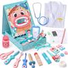 Atoylink Valigetta Dottore Bambini Kit Dentista Giochi di Legno con Camice Medico & Cognizione Corpo Kit Medico Dottoressa Giocattolo Gioco di Ruolo Regalo per Bambini Bambina 3 4 5 6+ Anni (Blu)