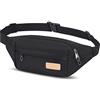 YINGLANG Marsupio leggero in vita, impermeabile, con tasche multiple, adatto per donne e uomini, viaggi, uso quotidiano, sport all'aria aperta, Nero , alla moda