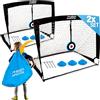 PHIBER-SPORTS Set di porte da calcio per bambini per 2 persone - Versione migliorata 2026 con pali in fibra di vetro rinforzati - Incl. borsa per il trasporto, 6x coni, 2x bersaglio