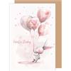 Edition Seidel Biglietto di auguri di nascita di alta qualità con busta. Hello Baby ragazzo ragazza arcobaleno bambini palloncini coniglietto rosa (E281 SW024)