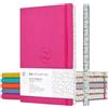 ZenART Supplies ZenART Quaderno Puntinato In Ecopelle per Appunti, 17,8 x 25,4 cm (B5), 120 GSM, Colori Vivaci, Bordo con Motivo Giapponese - Apertura a 180° con Griglia Punteggiata Per Personalizzare La Tua Agenda