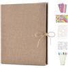 Boic Album Fotografico Lino Scrapbook Album Foto 60 Pagine, Fai da Te Scrapbooking Viaggio Albums, Regali Nozze Natale Valentino Regalo di Anniversario Compleanno (Beige)