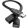 ANDTOBO Cavo Sdoppiatore USB, Cavo Doppio USB Maschio Femmina Y Splitter Per PC/iPhones/Dischi Rigidi Esterni - Nero