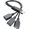 ANDTOBO USB 1 a 3 Splitter, USB 2.0 A Maschio a 3 USB Femmina Jack Y Splitter Hub Cordone di Alimentazione Cavo di Estensione Adattatore, Nero
