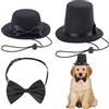 WEBEEDY 4 Pezzi Set di Accessori Formali per Animali Domestici Colletto Cravatta e società di Costumi Cappello A Cilindro Festa di Compleanno Gradazione Costumi di Halloween Accessori per Cane Gatto