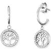 Engelsrufer ERE-LILTREE-ZI-CR - Orecchini a cerchio da donna in argento 925 con albero della vita e zirconi, 12 mm, Argento sterling, Zirconia cubica