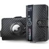 SLim Porta Carte di Credito Schermato Portafoglio Uomo Rfid Portatessere Anticlonazione Donna Portacarte Uomo (Carbon Style Nero, Compatibile Air-Tag)
