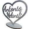 Faltec CUORE Decorazione Tavolo con il nome degli sposi -glitterato super luminoso- perfetto per matrimonio, anniversazio, nozze d'oro, d'argento - molti colori - Nome da tavolo - centrotavola personalizzato