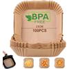 AiQInu Carta Forno per Friggitrice ad Aria,100 Pezzi 23 cm Carta Pergamena Quadrata Food-Grade BPA Free, Antiaderente Carta per Friggitrice ad Aria Facile da Pulire per 3-8L Friggitrice ad Aria