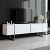 Dmora Mobile Porta Centaurus, Credenza da Soggiorno, Armadio Basso per TV, Base Parete attrezzata, 180x30h50 cm, Bianco e Oro