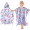 Bseical Poncho Mare Bambino con Cappuccio, Accappatoio Poncho Bambino, Cartone Animato Poncho Mare Bambina, Telo Mare In Microfibra per Bambini 2-8 Anni (Conchiglie)