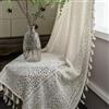 USTIDE Tende a Uncinetto a 2 Pannelli 150x220cm - Tende a Finestra in Pizzo Boho Beige con Nappe | Tende a Rete con Tasca per Asta per Decorazione Soggiorno Cucina Sala da Pranzo