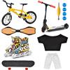 LALASTYLE Mini Set Giocattoli per Dita: Skateboard, Bicicletta, Scooter, Vitality Board, Pattini, Pantaloni, Trucchi Di Formazione - Puntelli per Movimento