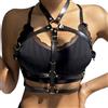 Subblime Fetish Leather Ring Chest Harness Black