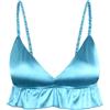 Satini Femminuccia con Volant Pieghettato Attillato Setoso Raso Lingerie Bralette (Blu Acqua, M)
