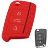 Car Passion Cover Guscio Chiave Compatibile Con Volkswagen Golf Polo Tiguan T ROC T CROSS Passat Compatibile Con Seat Silicone Gomma 3 Tasti Portachiavi Custodia Morbido Protezione Telecomando Auto (rosso)