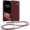kwmobile Custodia Compatibile con Google Pixel 8a Cover - Back Case in Silicone TPU - Protezione Smartphone con Cordino - viola bordeaux