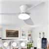 Caunmar Lampadario Con Ventilatore Da Soffitto Con Telecomando, 3 Pala Con Luce Da Soffitto Silenzioso, DC Reversibile, Dimmerabile, Lampadario Con Elica A Led Per Camera Da Letto Soggiorno Studio-White|100CM