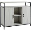 DecHome Mobile Moderno Multiuso per Soggiorno e Cucina 100x87.2h in MDF e Acciaio con 2 Armadietti e Ripiani colore Grigio Chiaro