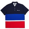 Champion Legacy Retro Sport Polo-Color Block S/S, Blu Marino/Blu Elettrico/Rosso, M Uomo