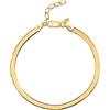 Amberta Bracciale a Serpente Piatto in Argento Sterling 925 per Donna: Bracciale Donna Placcato Oro 3 mm 20 cm