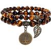 Farfume Braccialetti Chakra da donna - Bracciale con cristalli di pietre curative per donna Bracciale con pietre preziose naturali - Un set di braccialetti con doppia perla(Pietra di Occhio di Tigre)