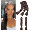 Cybelleza 60cm Extension per Treccine Africane Capelli Sintetici Extension a Treccia Finti Lunghi Jumbo Braiding Hair 5pcs 500g Crochet Twist, Marrone Cioccolato