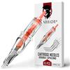 WARRIOR Double Space Cartucce Aghi per Tatuaggi Sterilizzate Grandi Tattoo Needle Cartridge Round Liner 10 pezzi in Acciaio Chirurgico (0.25mm-0803RLX3)