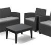 ALLIBERT Salotto da Giardino Set da giardino 4 Pezzi in Resina con 2 Poltrone 1 Divano 1 Tavolino Effetto Rattan colore Grafite - Lounge