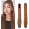 Gairyan 60cm Coda Finta Capelli Extension Lisci con Pinza Posticci per Capelli Sintetici Extension Coda Capelli Lunghi Clip Coda di Cavallo Claw Ponytail Naturale per Donna, Marrone Chiaro