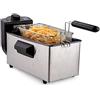 Bakaji Friggitrice Elettrica Professionale Acciaio Inox 2000W 3 litri Con Spia Luminosa Cestello Estraibile con Manico Termostato Regolabile e Coperchio Colore Silver Dimensioni 45 x 18 x 26,5