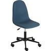 Baroni Home Sedia da Ufficio Imbottita Girevole, Poltrona da Ufficio Regolabile Senza Braccioli Ergonomica, Max 130 kg, 63X40X93 cm (Blue)