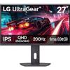 GielleService MONITOR LED LG UltraGear 27 IPS QHD 200Hz HDR400 FreeSync Premium HDMI DisplayPort VESA 100x100 27G610A-B