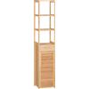 kleankin Mobile Colonna Bagno con Armadietto, Cassetto e 3 Ripiani Aperti, in Bambù, 32x30x163 cm, Color Legno|Aosom