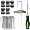 Velway 100 Picchetti Telo Pacciamatura e 100 Rondelle - Antiruggine Picchetti Giardino, Telo Pacciamatura, Erba Artificiale, Fissaggio per Campeggio - 150x36mm Ø 3 mm